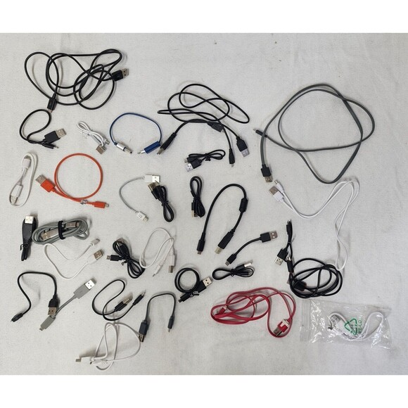 LOT OF 32 Various Length Micro USB Cable Cord Charging Cables 1 3 6 10 20 ft - Picture 1 of 5